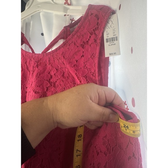 NYC Women's Dress Loos, bright pink reaches the knee, with lace Zise X-Large NWT - Picture 7 of 15
